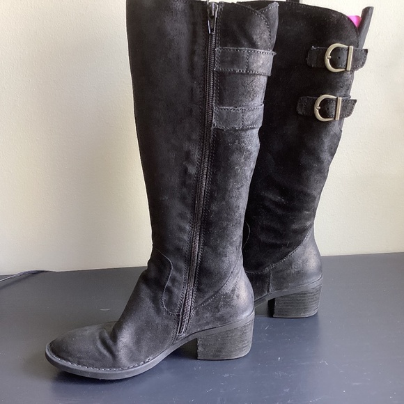 Ladies BORN BLACK SUEDE HIGH TOP BOOTS SIZE 5M - Picture 1 of 5